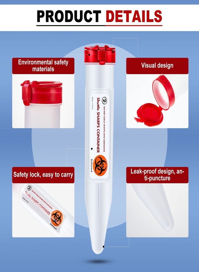 Fabbay 48 Count Portable Transportable Sharps Container with Locking Mechanism Travel Small Single Use Syringe Needle Disposal Containers, 6.5 x 1.38 Inch - Image 3